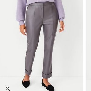 Ann Taylor Faux Leather High Waist Ankle Pant in Fresh Graphite